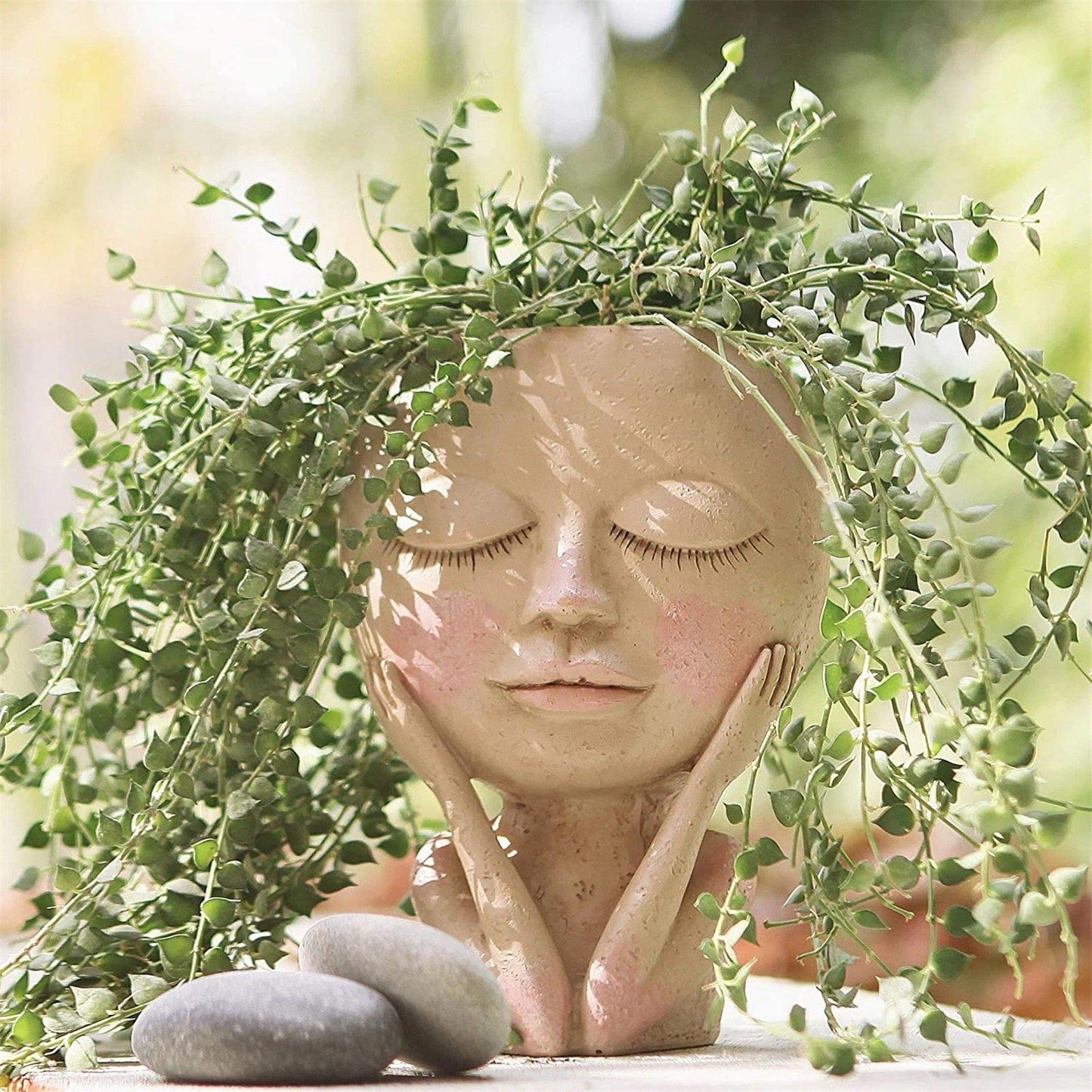 Blushing Woman Face Planter with Drainage Hole