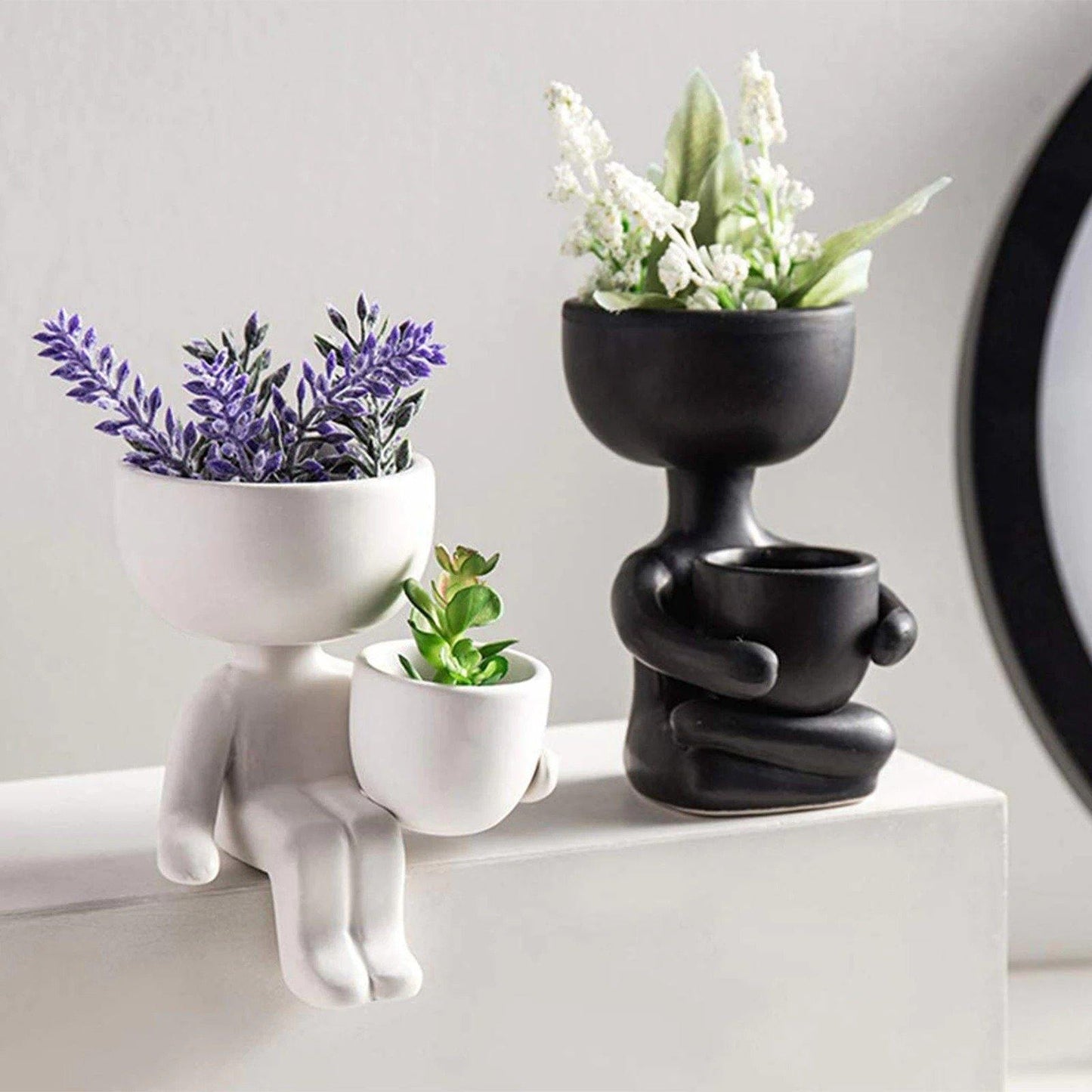 Little Person Ceramic Succulent Planter, Six Poses