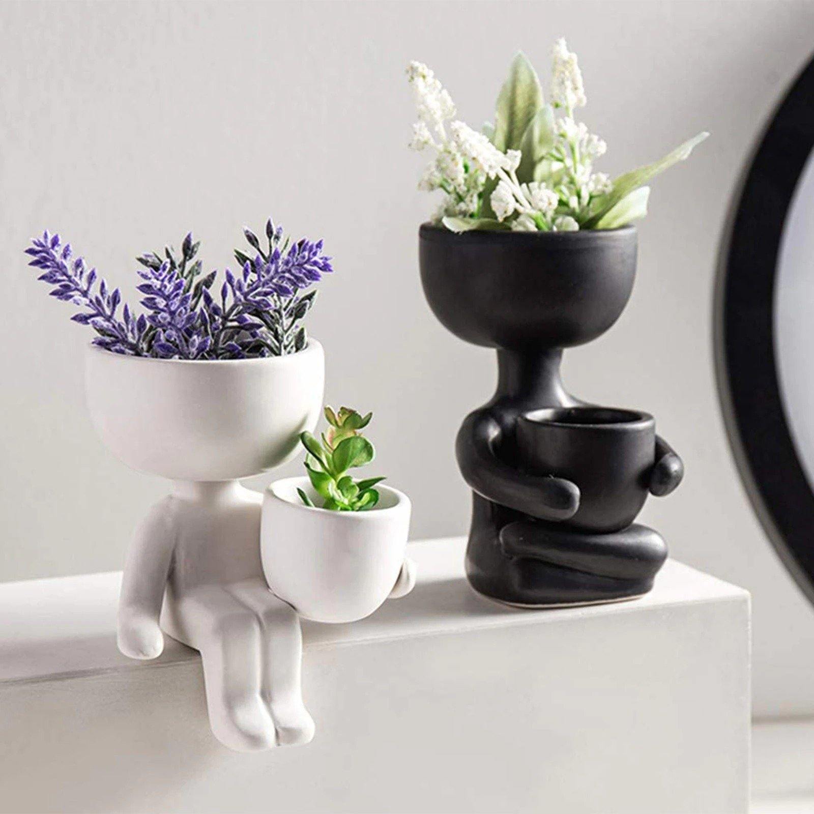 Little Person Ceramic Succulent Planter, Six Poses