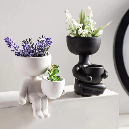 Little Person Ceramic Succulent Planter, Six Poses