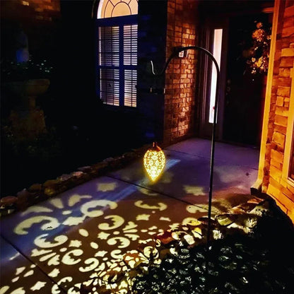 Hanging Solar Garden Lantern with Cutout Lattice, view 11