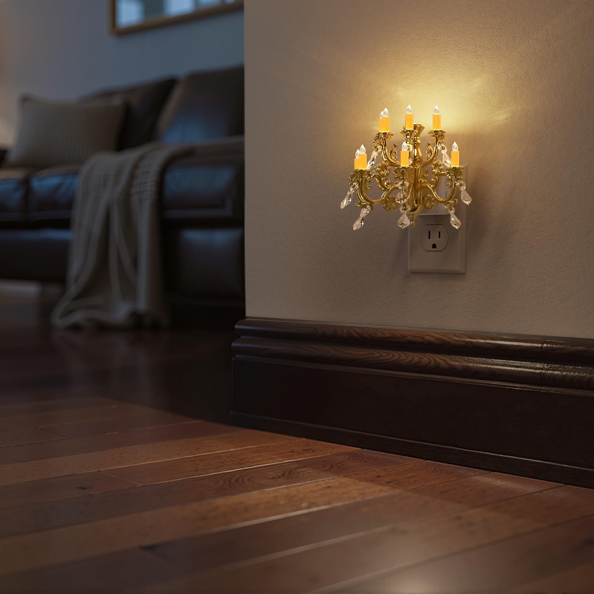 Plug In Crystal Chandelier Night Light with Sensor, view 11