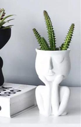 Ceramic Face Planter with Resting Hands, Four Colors, view 8