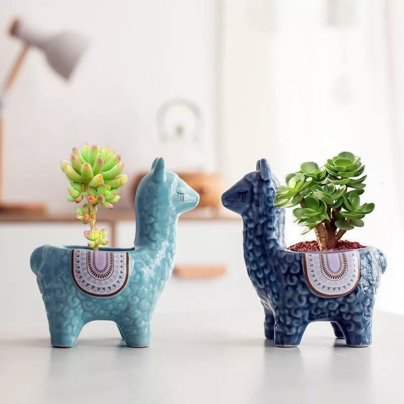 Ceramic Alpaca Succulent Planter, 4 Colors, 2 Poses, view 4