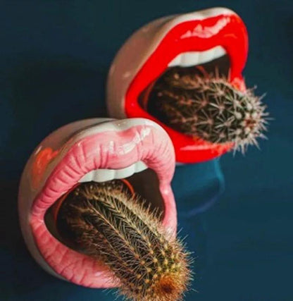 Lips Ceramic Planter for Small Succulents and Cacti, view 9