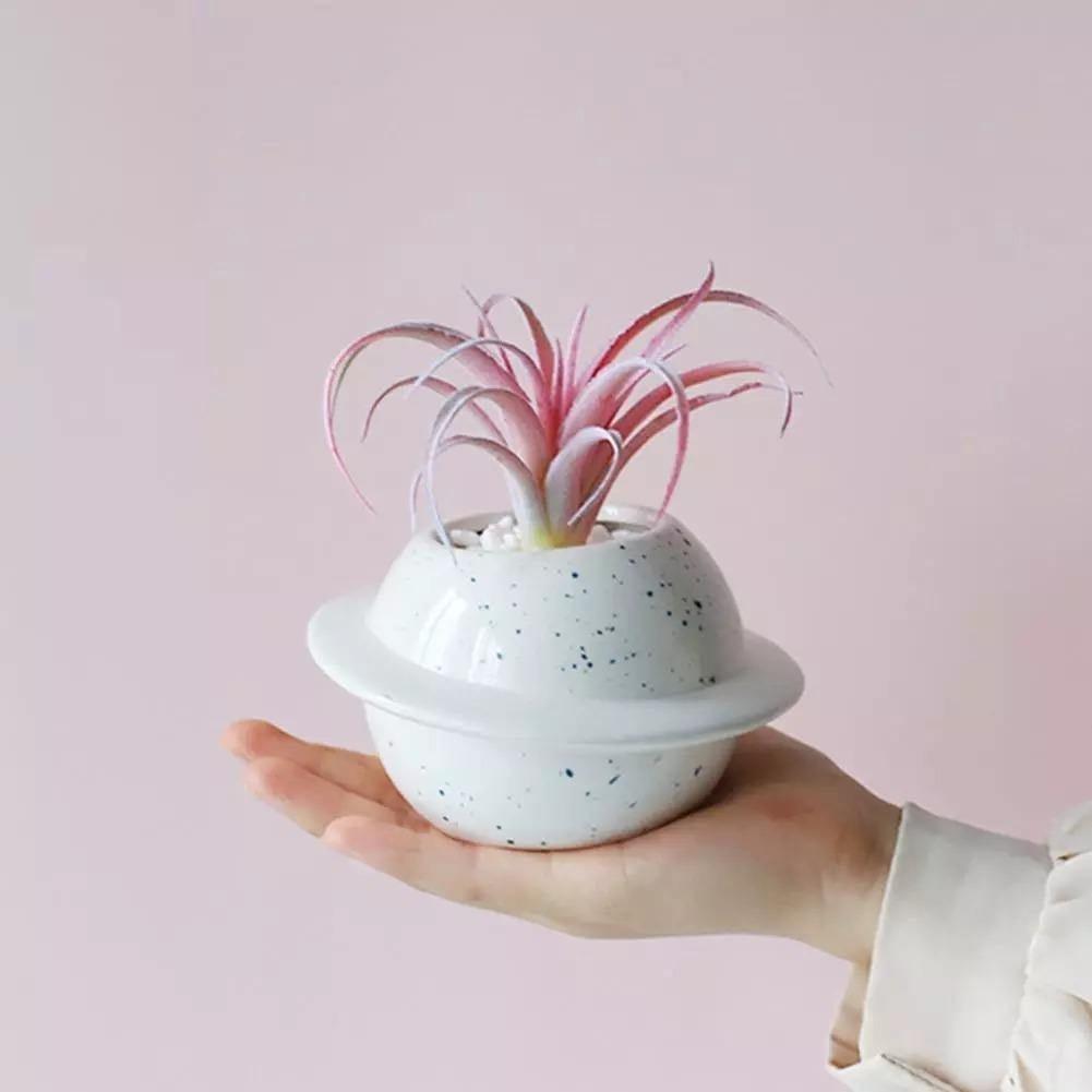 Planet Shaped Mini Ceramic Planter for Succulents, view 9