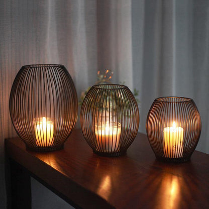 Black Wire Cage Candle Lantern, Three Sizes, view 3