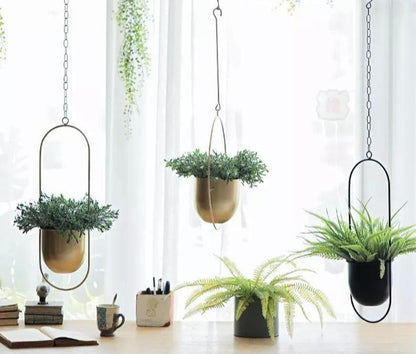 Metal Halo Hanging Planter, Round or Oblong, view 5