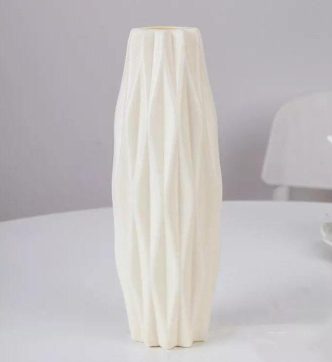 Slim Faceted Flower Vase, Matte Plastic, Three Colors, view 6