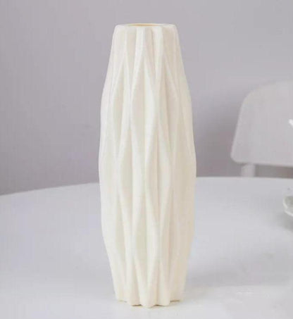 Slim Faceted Flower Vase, Matte Plastic, Three Colors, view 6