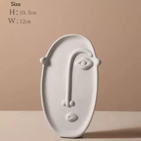 Abstract Face Ceramic Vase in Pale Gray, Five Styles, view 4
