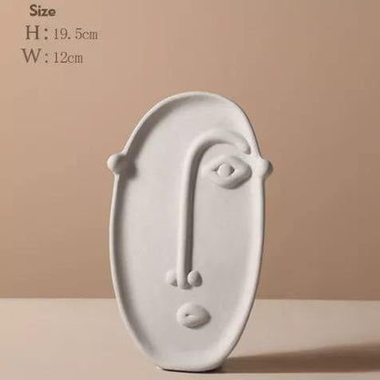 Abstract Face Ceramic Vase in Pale Gray, Five Styles, view 4
