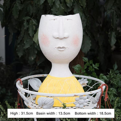 Caricature Face Sculpture Planter, Eight Characters, view 13