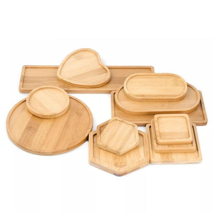 Bamboo Saucer Trays for Plant Pots, Six Shapes