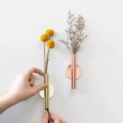 Wall Mounted Metal Tube Bud Vase, Round or Heart