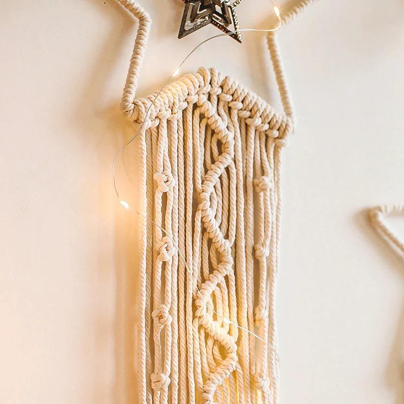 Cotton Macrame Wall Hanging on a Bamboo Peg, Four Styles, view 5