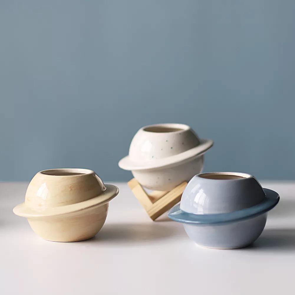 Planet Shaped Mini Ceramic Planter for Succulents, view 5
