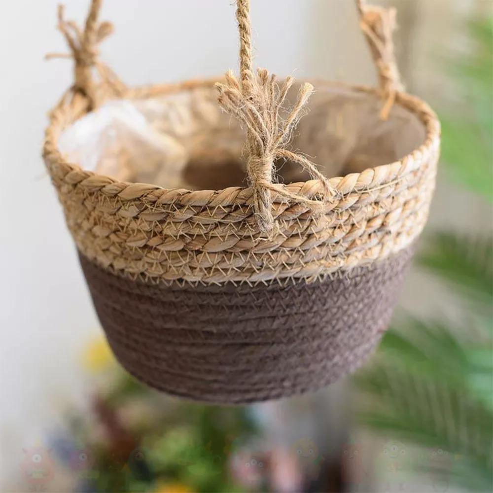 Jute Rope Hanging Planter Basket, 7.9 in, view 3