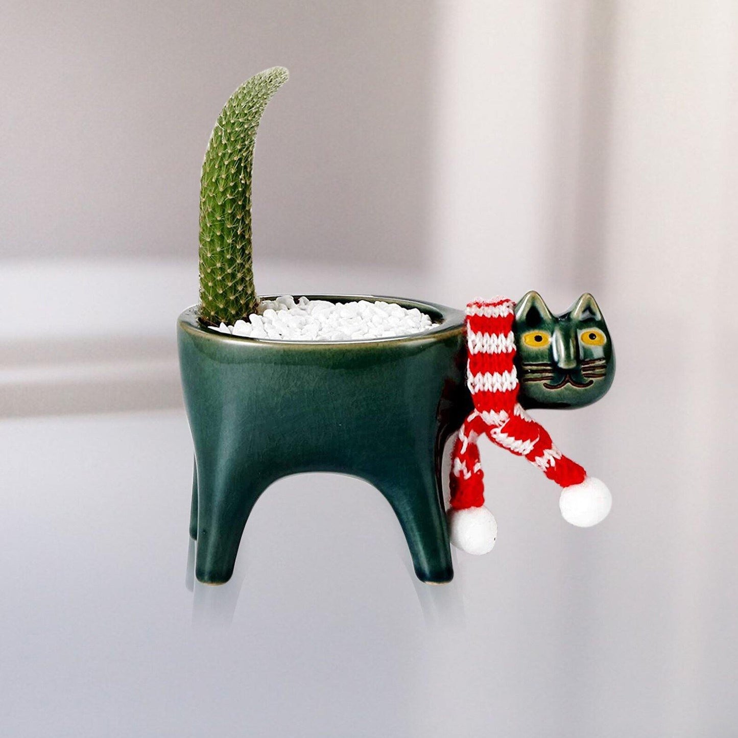Cat Shaped Ceramic Planter with Drain Hole, 5.9 in, view 9