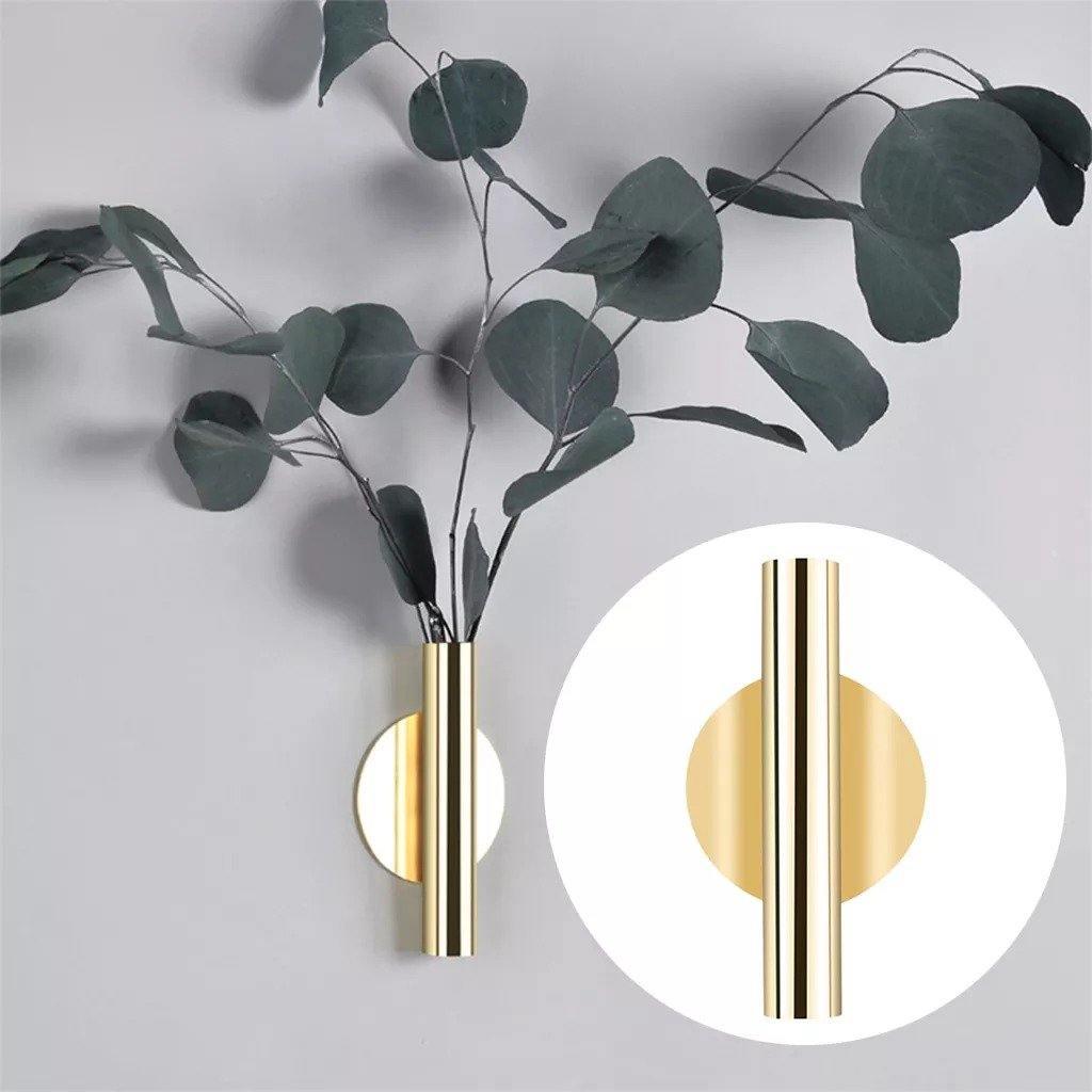 Wall Mounted Metal Tube Bud Vase, Round or Heart, view 4
