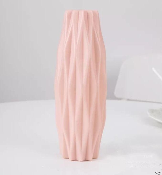 Slim Faceted Flower Vase, Matte Plastic, Three Colors, view 4