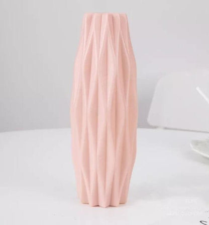 Slim Faceted Flower Vase, Matte Plastic, Three Colors, view 4