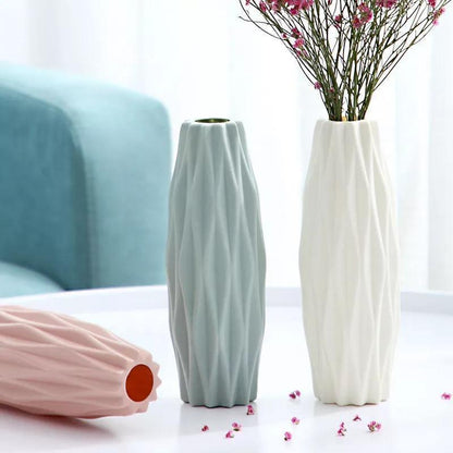 Slim Faceted Flower Vase, Matte Plastic, Three Colors, view 2