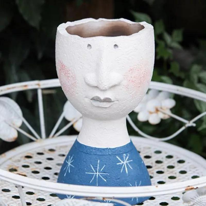 Caricature Face Sculpture Planter, Eight Characters, view 8