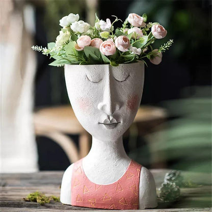 Caricature Face Sculpture Planter, Eight Characters, view 14