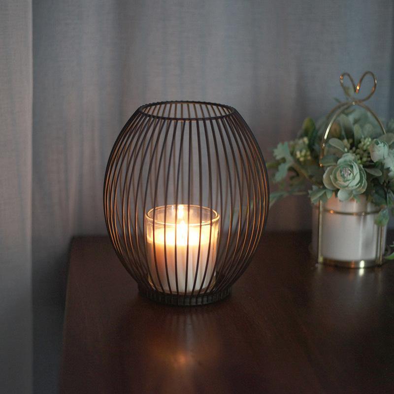 Black Wire Cage Candle Lantern, Three Sizes, view 9