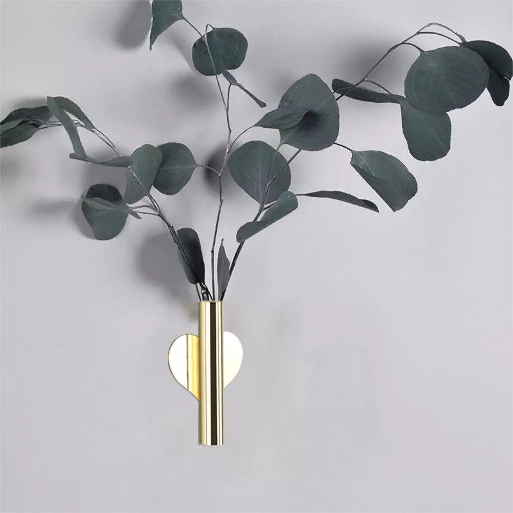 Wall Mounted Metal Tube Bud Vase, Round or Heart, view 6