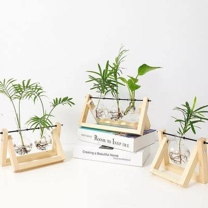 A Frame Wood Stand Propagation Vase, One to Three Bulbs, view 3
