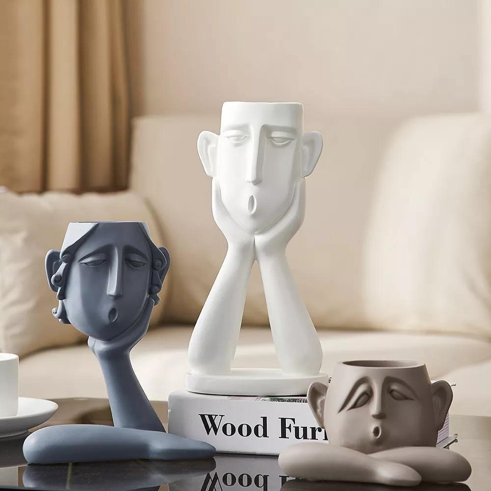 Face Planter Sculpture Trio in Resin with Drainage