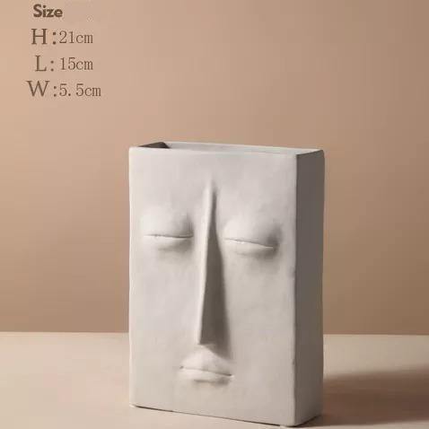 Abstract Face Ceramic Vase in Pale Gray, Five Styles, view 6