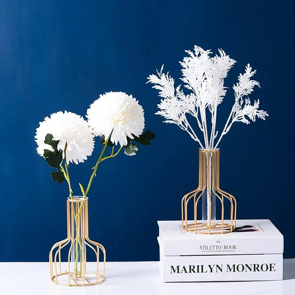 Test Tube Bud Vase with Iron Wire Stand, view 2