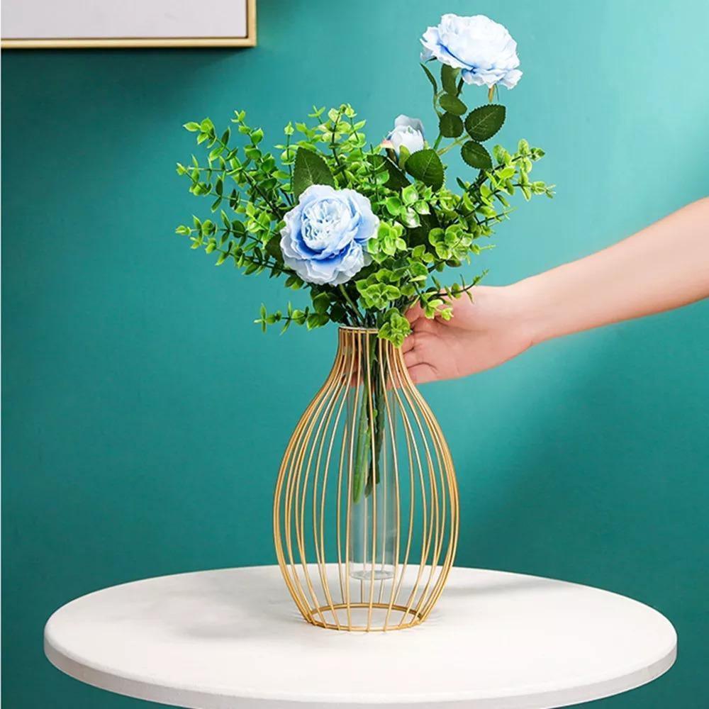 Iron Frame Flower Vase with Removable Glass Tube, view 8