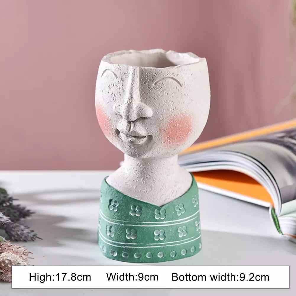 Caricature Face Sculpture Planter, Eight Characters, view 5