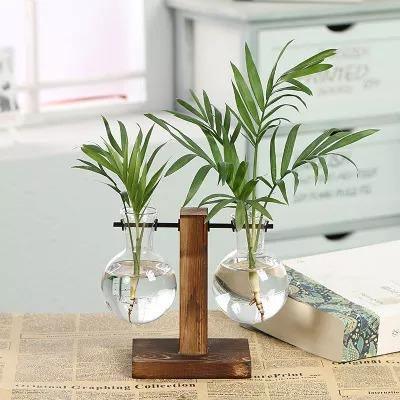 Vertical Wood Stand Propagation Vase, One or Two Bulbs, view 4