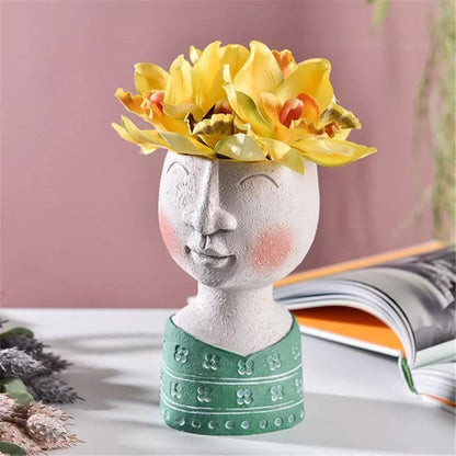 Caricature Face Sculpture Planter, Eight Characters, view 4