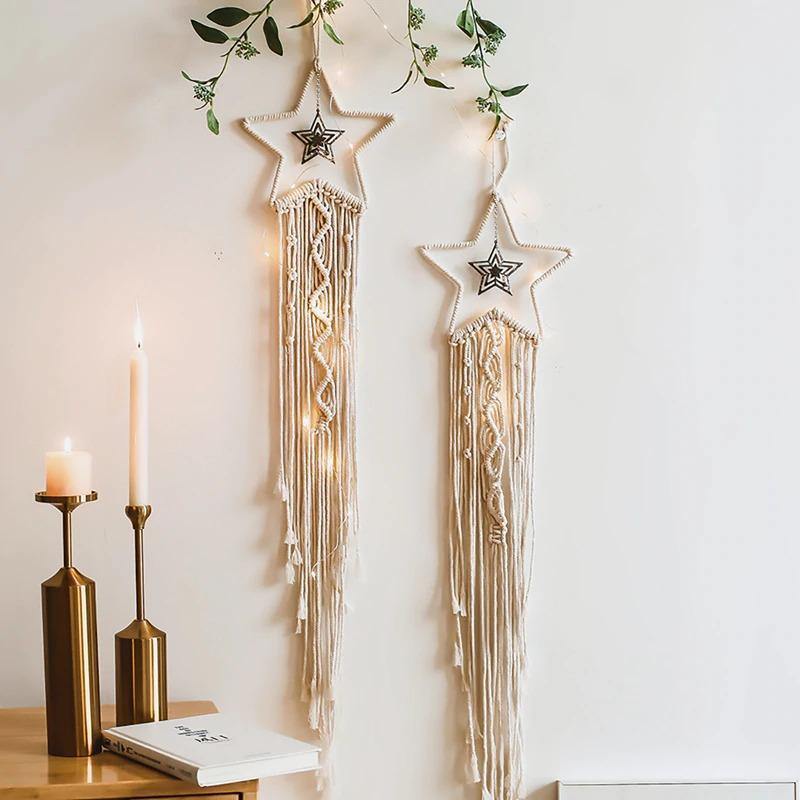 Cotton Macrame Wall Hanging on a Bamboo Peg, Four Styles, view 6