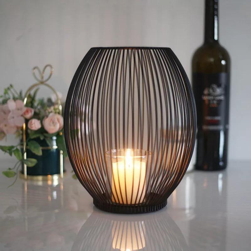 Black Wire Cage Candle Lantern, Three Sizes, view 6