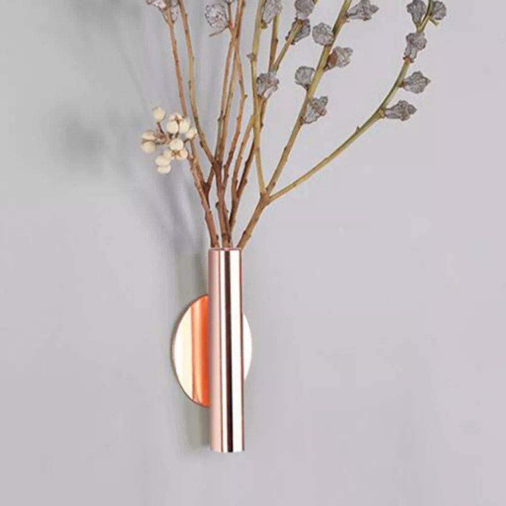 Wall Mounted Metal Tube Bud Vase, Round or Heart, view 5