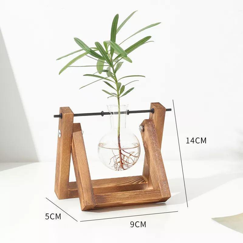 A Frame Wood Stand Propagation Vase, One to Three Bulbs, view 9