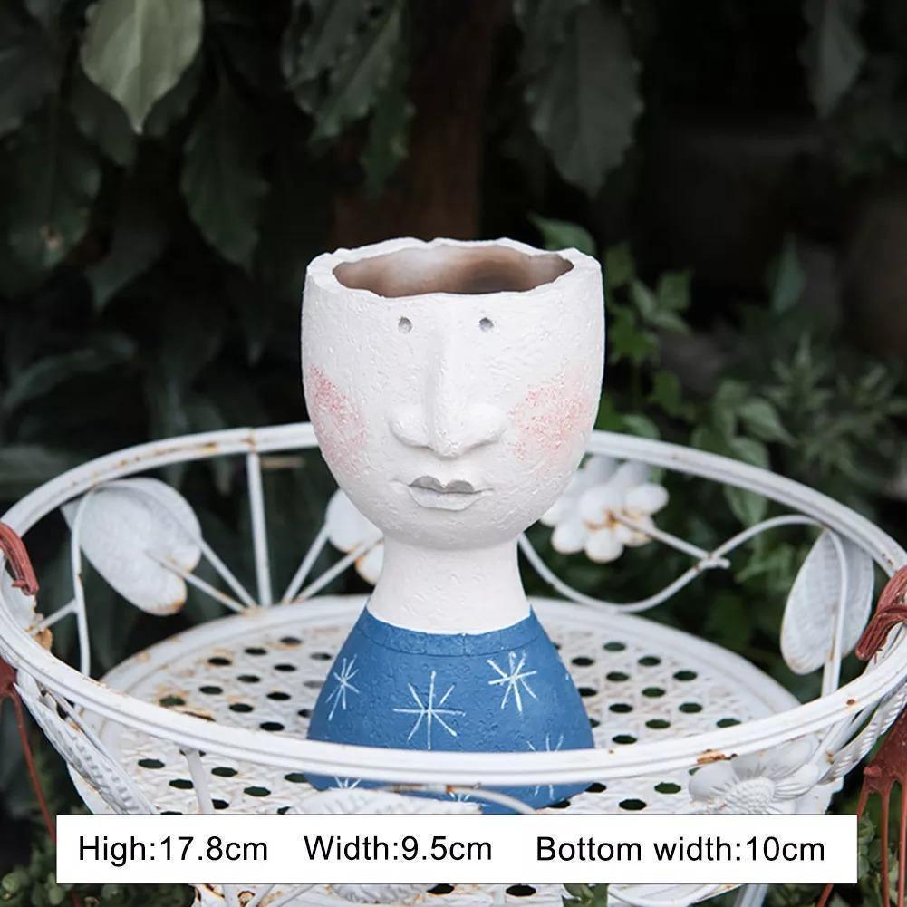 Caricature Face Sculpture Planter, Eight Characters, view 7