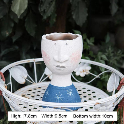 Caricature Face Sculpture Planter, Eight Characters, view 7