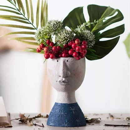 Caricature Face Sculpture Planter, Eight Characters, view 3