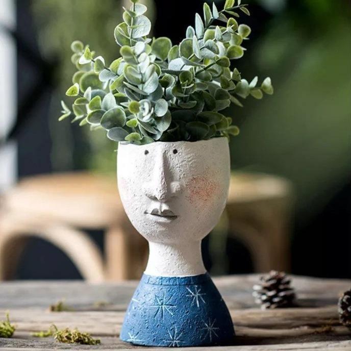 Caricature Face Sculpture Planter, Eight Characters, view 10