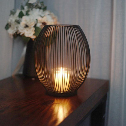Black Wire Cage Candle Lantern, Three Sizes, view 7