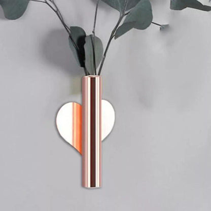 Wall Mounted Metal Tube Bud Vase, Round or Heart, view 7