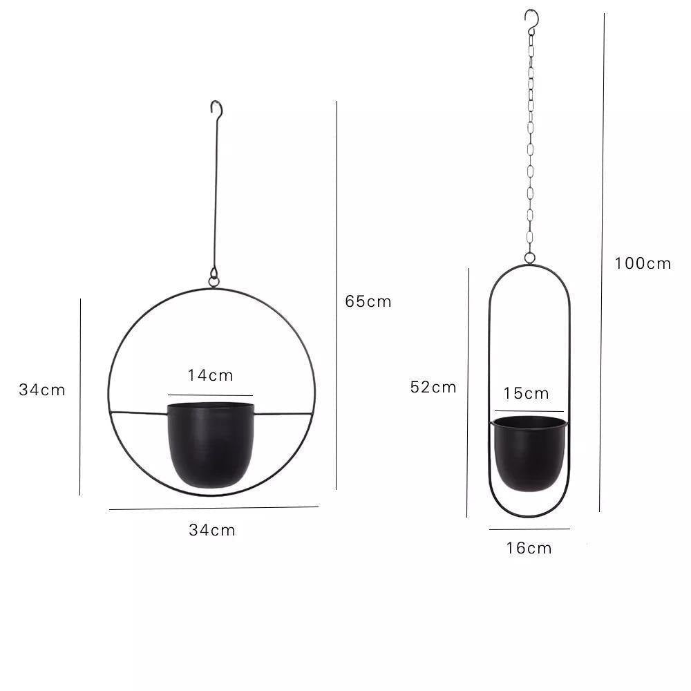 Metal Halo Hanging Planter, Round or Oblong, view 17